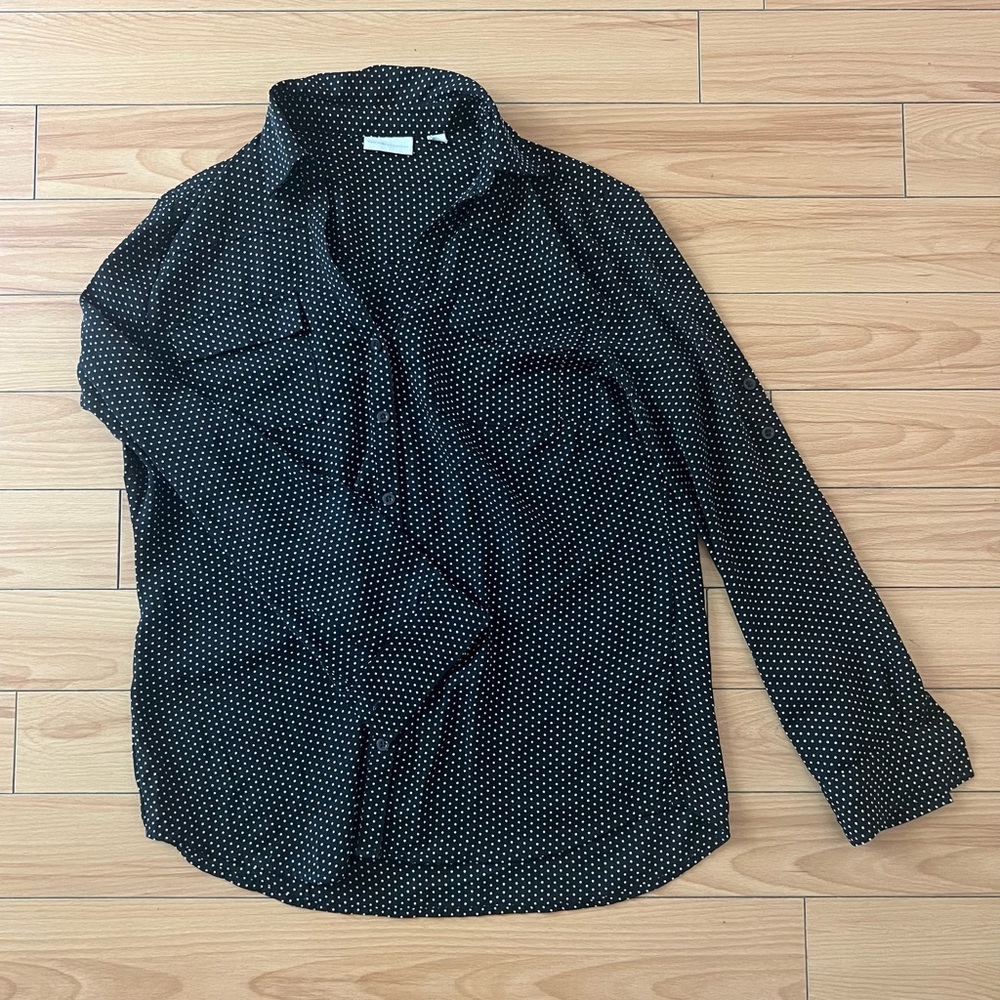 New York Company Polka Dot Button Down Business Wear Women Large